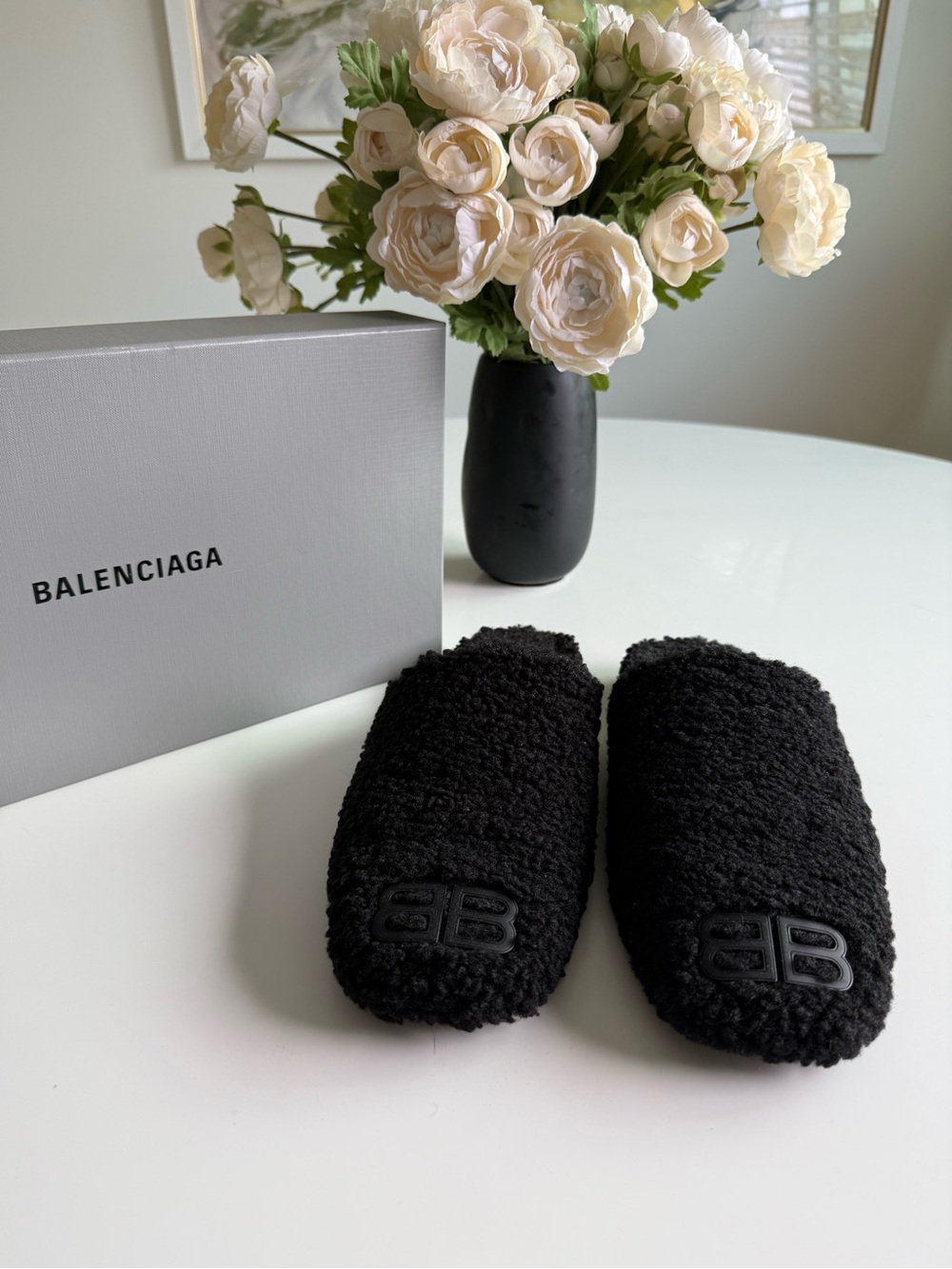Balenciaga shearling slippers